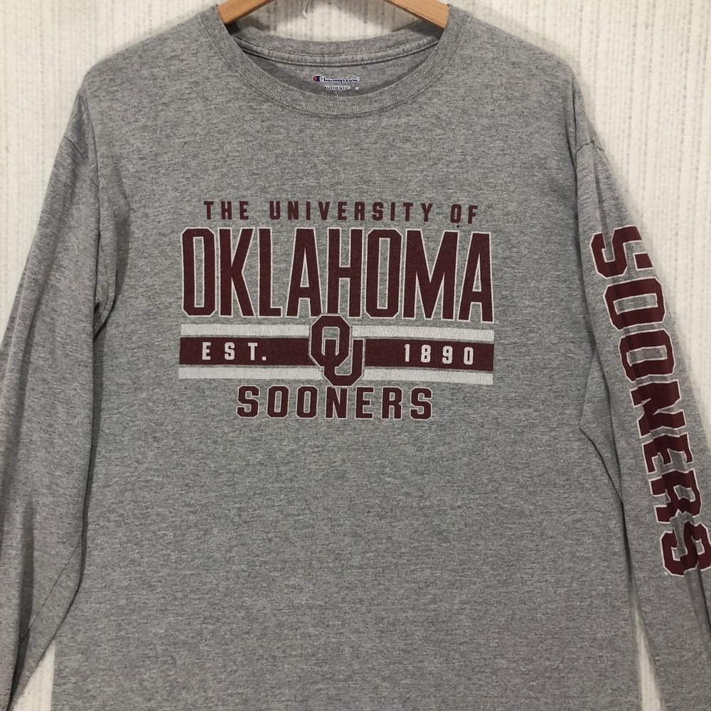 Champion‎ University of Oklahoma Sooners Long Sleeve T-Shirt Gray Mens Large
